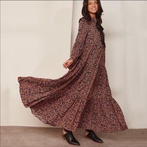 FREE PEOPLE Gorgeous Prairie Bell Sleeve Dress XS